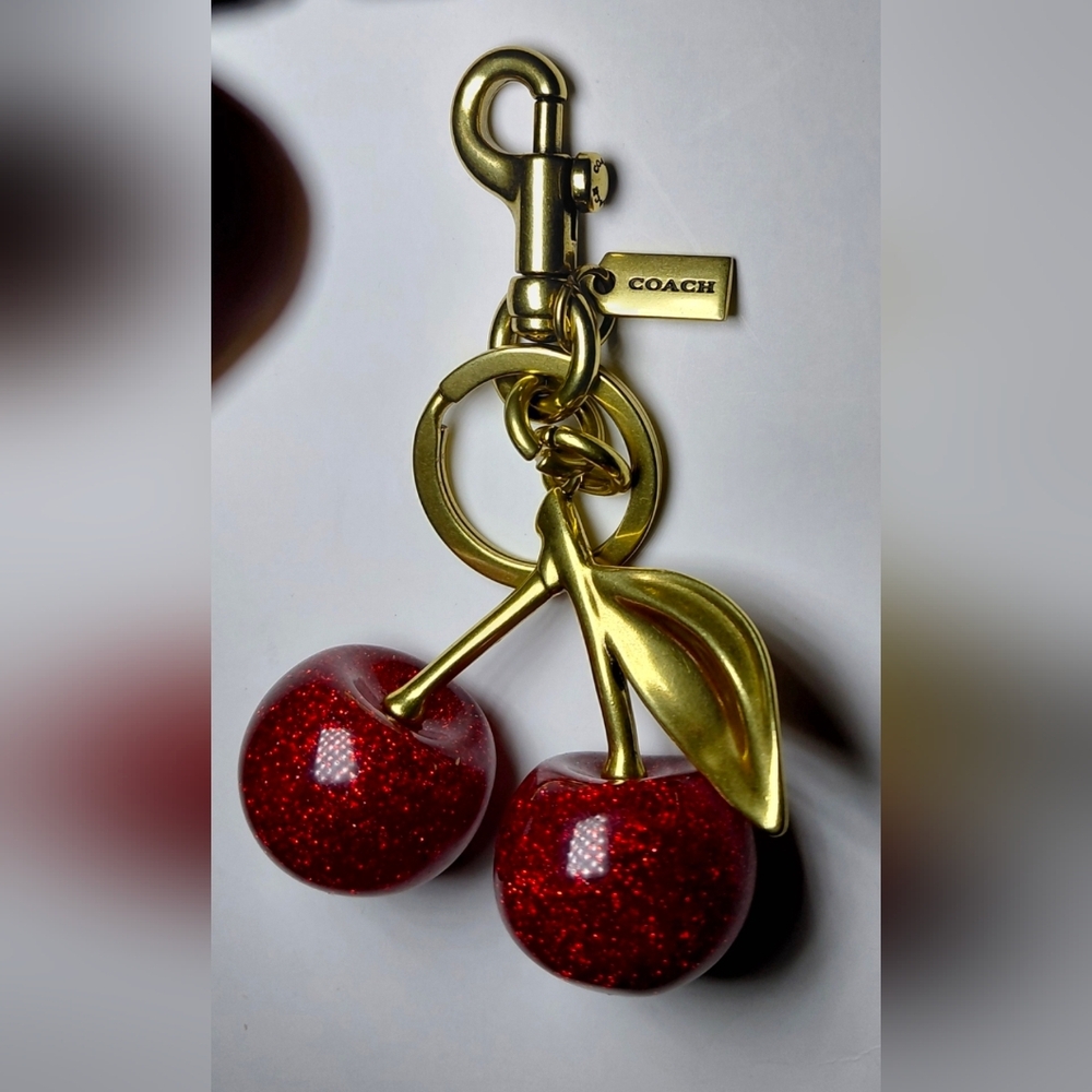 Coach Glittering Red  Cherry Keychain /charms